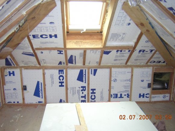 Sacramento Architecture Photo Gallery Pinerworks Before The Wallboard Goes Up You Can See Rigid Foam Insulation That Was Installed To Rafters Above This Is An Air E And A